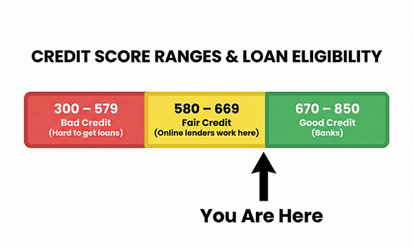 Credit score ranges chart for personal loan eligibility 2026